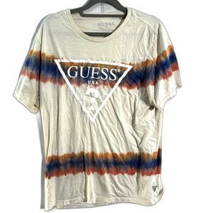 Guess White Vintage Tie-Dye Men T-Shirt Medium